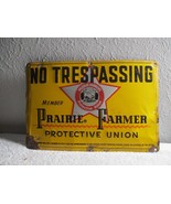 Embossed Prairie Farmer Protective Union Tin Tacker Original Sign 12&#39;&#39; x... - £33.49 GBP