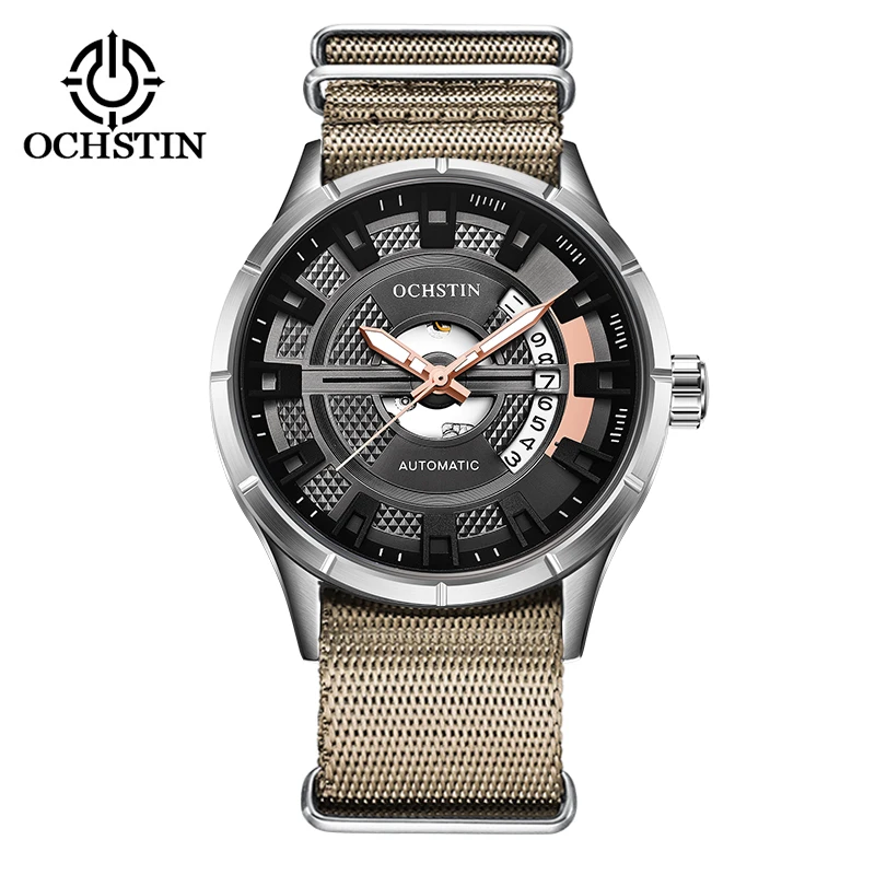 OCHSTIN Skeleton Steampunk Blue Stainless Steel Men Mechanical Automatic Wrist W - £41.41 GBP