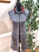 Anthropologie MOTH Gray Acrylic Sleeveless Casual Open Front Jacket Vest Size XS - £22.38 GBP