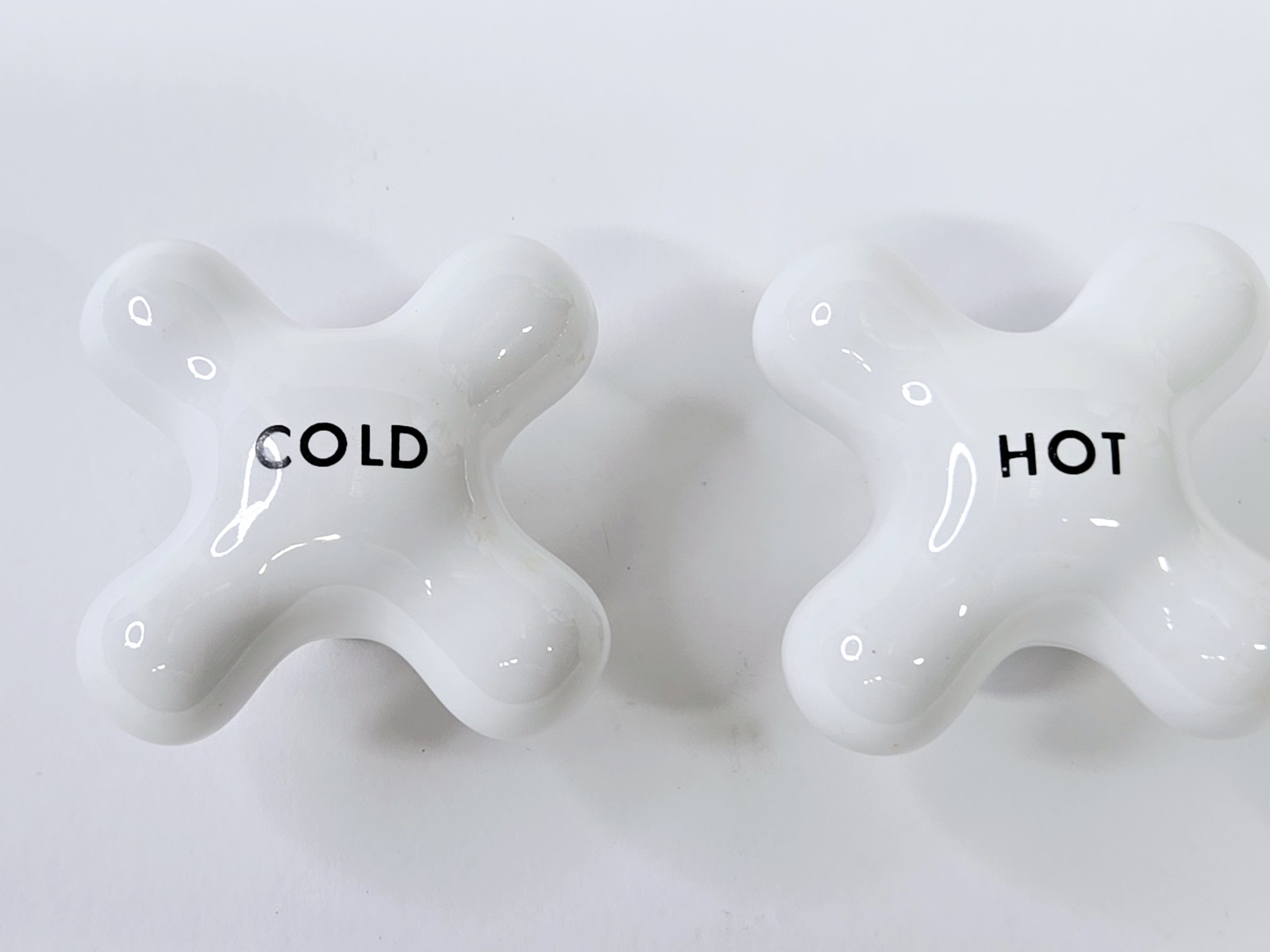 Signature Hardware 397510 Small Porcelain Cross Handles, Pair of 2 -Brsh... - $34.90
