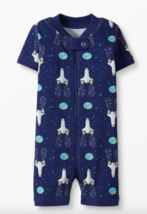NWT HANNA ANDERSSON Galactic Zip Sleeper Pajamas Blue Spaceship Cotton 12-18 mos - £20.82 GBP