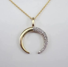 1Ct Round Cut Simulated Moissanite Moon Pendant 14k Yellow Gold Plated Silver - £60.15 GBP