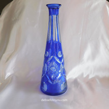 Blue Cut to Clear Cone Shaped Decanter # 22691 - £77.80 GBP