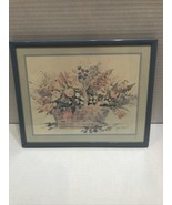 SIGNED Gini Bunnell Watercolor Flower Bouquet Painting Framed And Matted - $71.95
