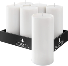 Pillar Candles Unscented Wedding Decor Paraffin Wax 3&quot; x 6&quot; White NEW - £34.08 GBP