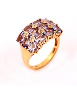 Natural Tanzanite 925 silver channel setted  ring with solid yellow gold... - £188.22 GBP