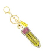 Bling Crystal School Pencil Tassel Keychain Bag Charm - $18.82 CAD