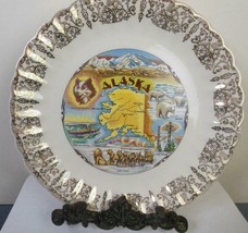 Vintage Plate State of Alaska 9.5 Inch  Gold Lace on  Rim - £12.37 GBP