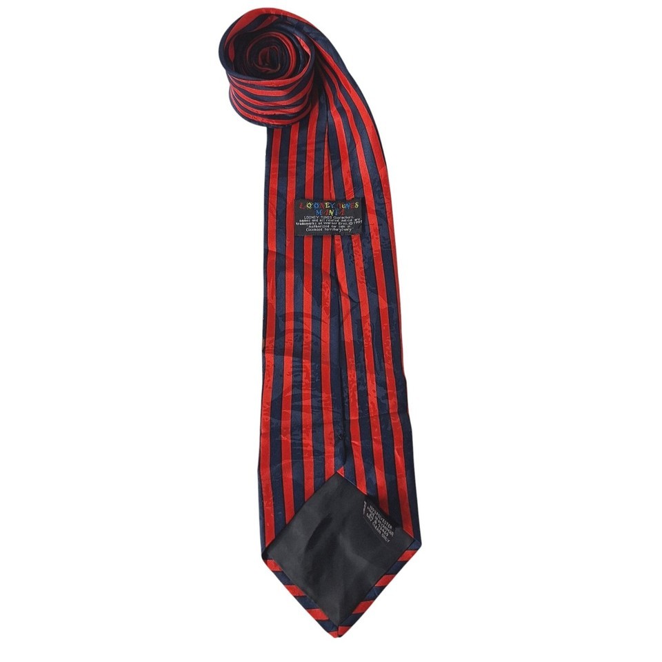 Vintage 1995 Looney Tunes Mania Striped Bugs Daffy Taz Novelty Polyester Necktie Item image 5