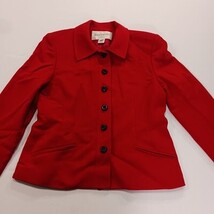 Jones New York Petite Women’s Red Button Up Blazer Jacket Closed Pockets Size 2P image 14