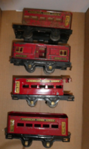 Lot of 4 Vintage O Scale American Flyer Lines Metal Passenger Cars No Roofs - £51.43 GBP