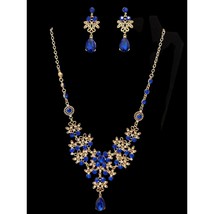 NEW Aishanni Costume Fashion Jewelry Royal Blue Rhinestone Necklace Earr... - £7.15 GBP