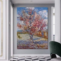 Hand Painted Van Gogh Oil Paintings Blooming Peach Blossom Abstract Canvas Art W - £179.20 GBP+