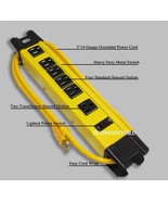 125V 15Amp 1875 Watt Six Outlet Metal Power Strip On/Off Switch Yellow J... - €20,94 EUR