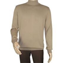 Men's Sweater Knit By BRANGO Turkey Mock Neck Cotton Blend 21050 Dark Beige image 2
