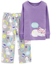 Carters Toddler Girl 2-Piece Dog Snug Cotton Fleece PJs Pajamas Purple 3T WOOF - $19.79
