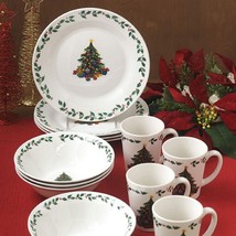 Christmas Holidays Joyous 12 Piece Dinnerware Set Service For 4 - £155.94 GBP