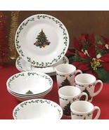 Christmas Holidays Joyous 12 Piece Dinnerware Set Service For 4 - £159.07 GBP