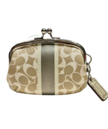 Coach Framed Signature Bias Print Heritage Stripe Kisslock Coin Purse Kh... - €27,56 EUR