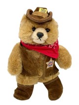 Lone Star Bear Plush Suede Boots Hat Vest Red Bandana Vintage 1989 OZ  9 in - £21.38 GBP