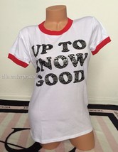 Victoria&#39;s Secret Pink Up To Snow Good White Red Holiday Ringer Tee - XS... - £27.32 GBP
