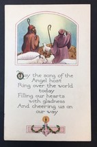 Antique Christmas Greetings Card Song of the Angel Shepherds Sheep - £11.99 GBP