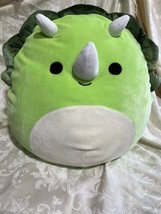 Squishmallows Tristan the Dinosaur 16&quot; Green Plush Triceratops Toy - £27.54 GBP