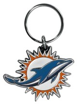 Miami Dolphins Chrome Logo Cut Keychain - $23.37