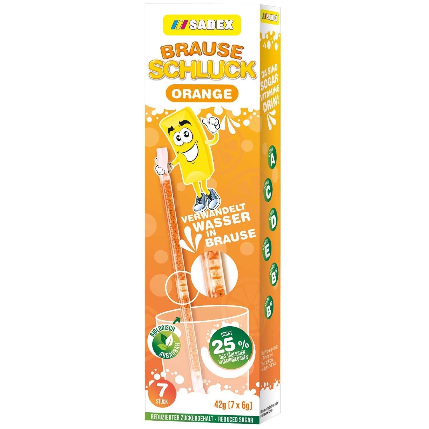SADEX Brause Sips FIZZY DRINK Mix Straws: ORANGE 42g FREE SHIPPING - $8.90