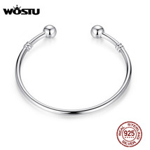 WOSTU Hot Sale Silver color European Charm Bead Bangle &amp; Bracelet Fashion Jewelr - £9.92 GBP