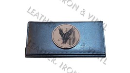 Bald Eagle USA Flag Design Laser Engraved Leather Checkbook Cover - $19.95