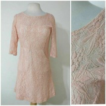 Anthropologie Maeve Lace Sheath Dress S Lefkara  Pencil Mini Pastel Pink Formal - £19.42 GBP