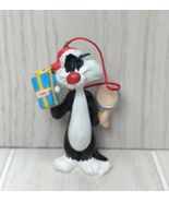 Sylvester in Santa hat w/ bell Tweety Gift box net Christmas Tree Ornament - £10.24 GBP