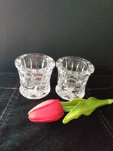 Pair Of 2 Lead Clear Crystal Candlestick Votive Candle Hokders - $13.85