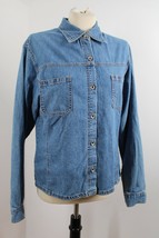Vtg 90s Gap Blue Jeans M 100% Cotton Denim Button-Front Long Sleeve Top - £23.54 GBP