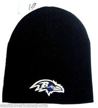Baltimore Ravens NFL Knit Hat Cap Solid Black w/ Purple Logo Winter Snow Beanie - £7.08 GBP