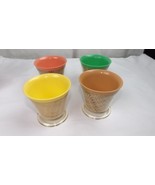 Vintage Metlox Raffia Ware Burlap Weave 4 Sherbert Pudding Cups 4 east - $30.44