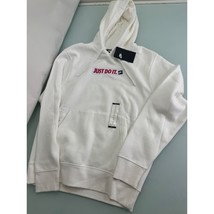 Nike Men Hoodie Small S Sweatshirt &quot; Just Do It &quot; White Pullover New *Defect* - $29.67