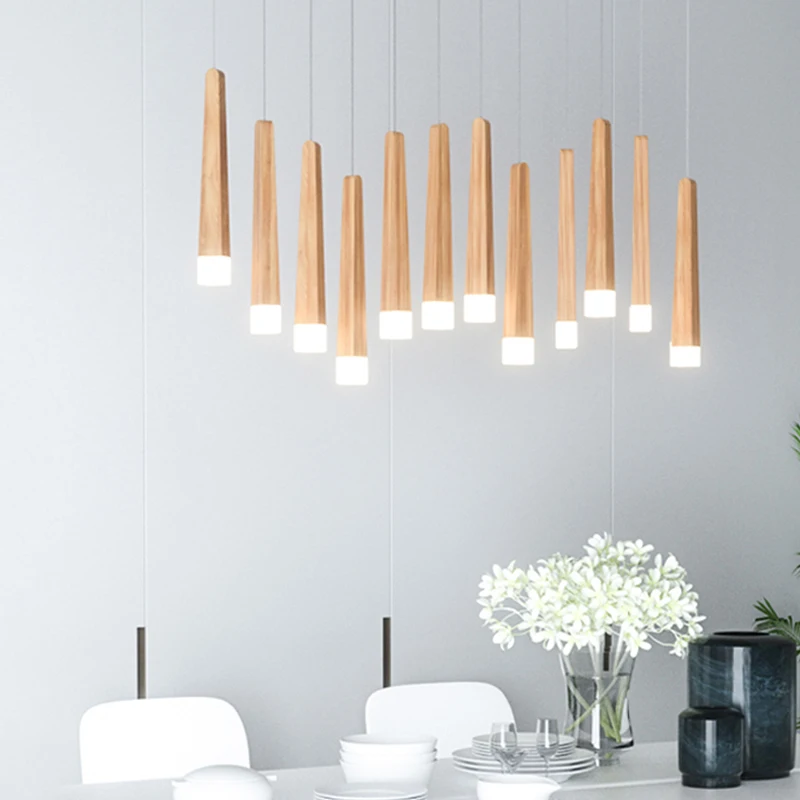 Wood LED Pendant Light 7W hang lamp dining/living room Kitchen Island Sh... - $35.55