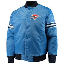 NBA Oklahoma City Thunder Sky Blue Satin Letterman Baseball Varsity Jacket - £109.01 GBP