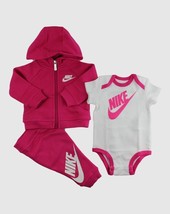 Nike 3 Piece Infant Set Gift Pack, 05B561 V12 Size 0-6 Months Vivid Pink - $59.95
