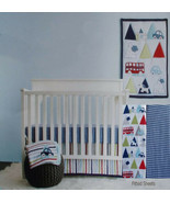 KIDSLINE ROAD MAP CRIB QUILT SHEETS DUST RUFFLE 4P BEDDING SET NEW - $66.03 CAD
