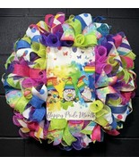Pride Month Wreath Front Door Rainbow Gnomes Handmade 24 Inch - £59.86 GBP
