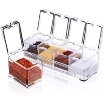 Clear Acrylic Seasoning Box 4 Section Seasoning Storage Container Rack C... - $22.99