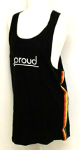 H &amp; M &quot;PROUD&quot; RAINBOW TANK TOP SMALL BLACK RACER BACK RELAX FIT SIDE STR... - $8.57