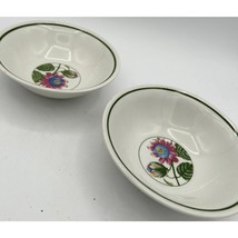 UTE Vintage Pink Blue Yellow Floral Bread Plate with Green Edge Set Of 2 - £12.96 GBP