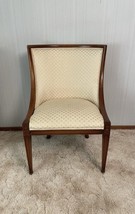 Vintage Wood And Yellow Fabric Covered Armless Side Chair - $123.75