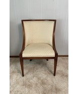 Vintage Wood And Yellow Fabric Covered Armless Side Chair - $123.75