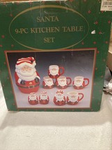 Vintage Santa 9-pc Kitchen Table Set Cream &amp; Sugar Cookie Jar Ceramic Set NOS !! - $45.82