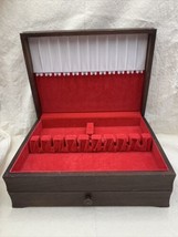 WOOD FLATWARE CHEST Silverware Anti-Tarnish Flatware UNBRANDED Dark Wood... - $56.95